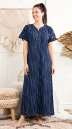 Midnight Abstract Cotton A-Line Nightgown