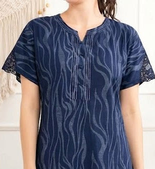 Midnight Abstract Cotton A-Line Nightgown