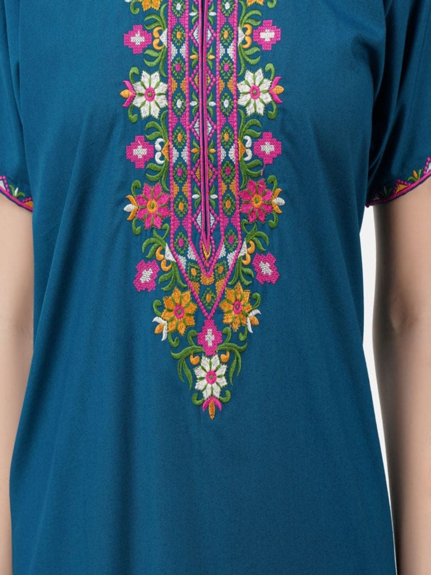 Multifloral Embroidery Night Gown