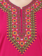 V-shaped Embroidery Night Gown