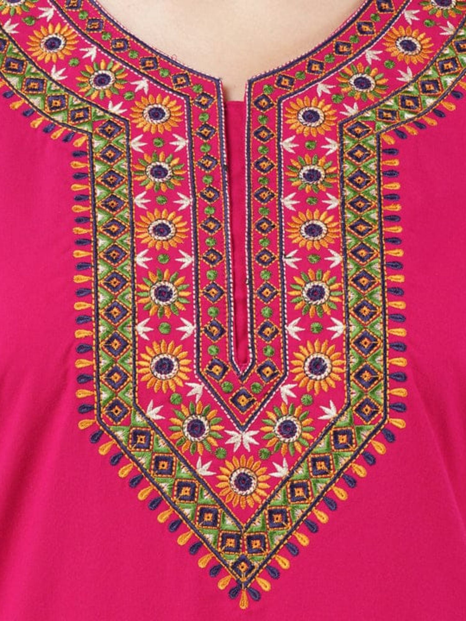 V-shaped Embroidery Night Gown