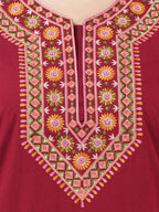 V-shaped Embroidery Night Gown