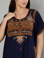 KOI SLEEPWEAR SQR neck bhopali embroidered gown