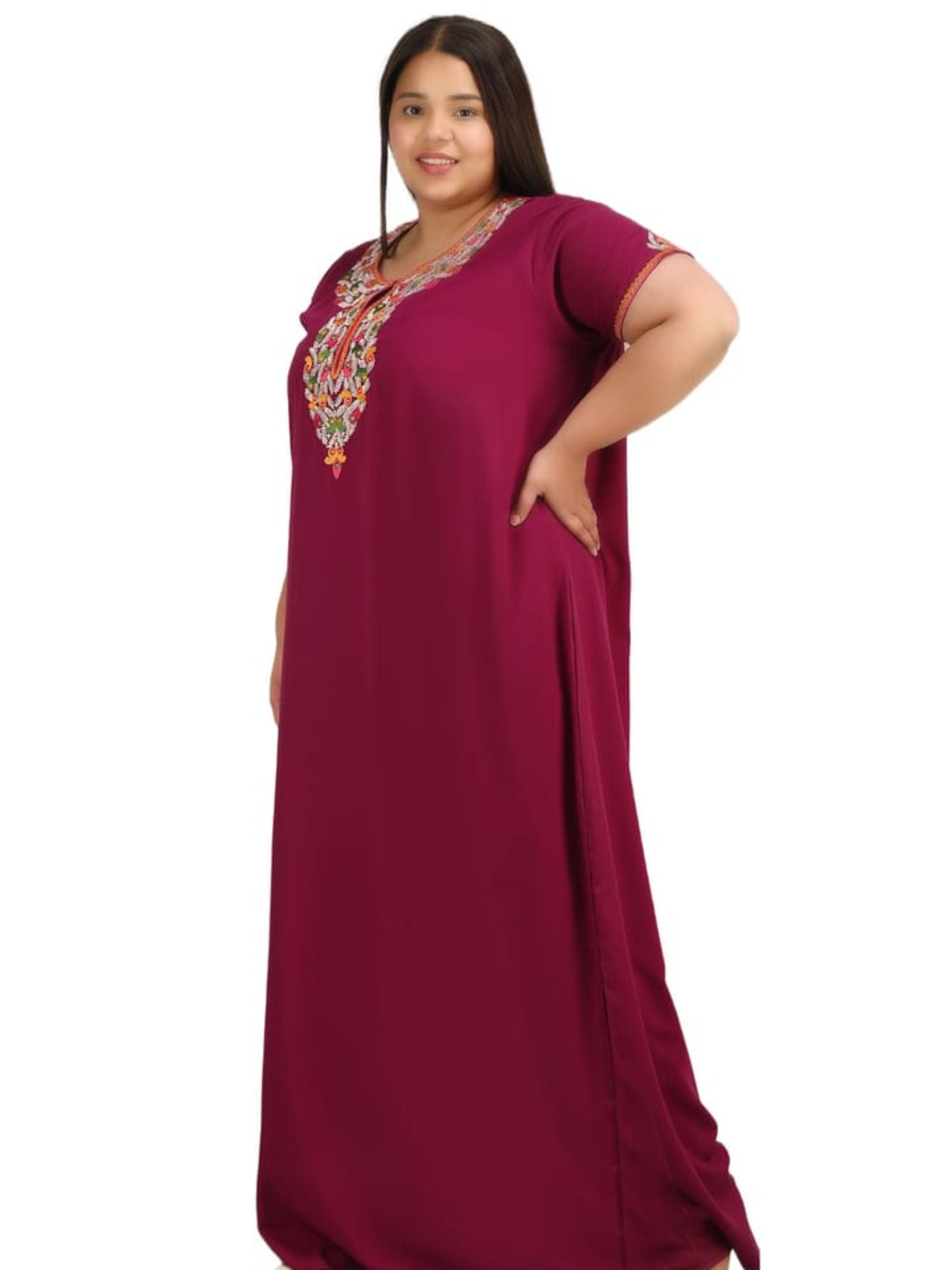 Abhlaline contrast Embroidered Nightgown