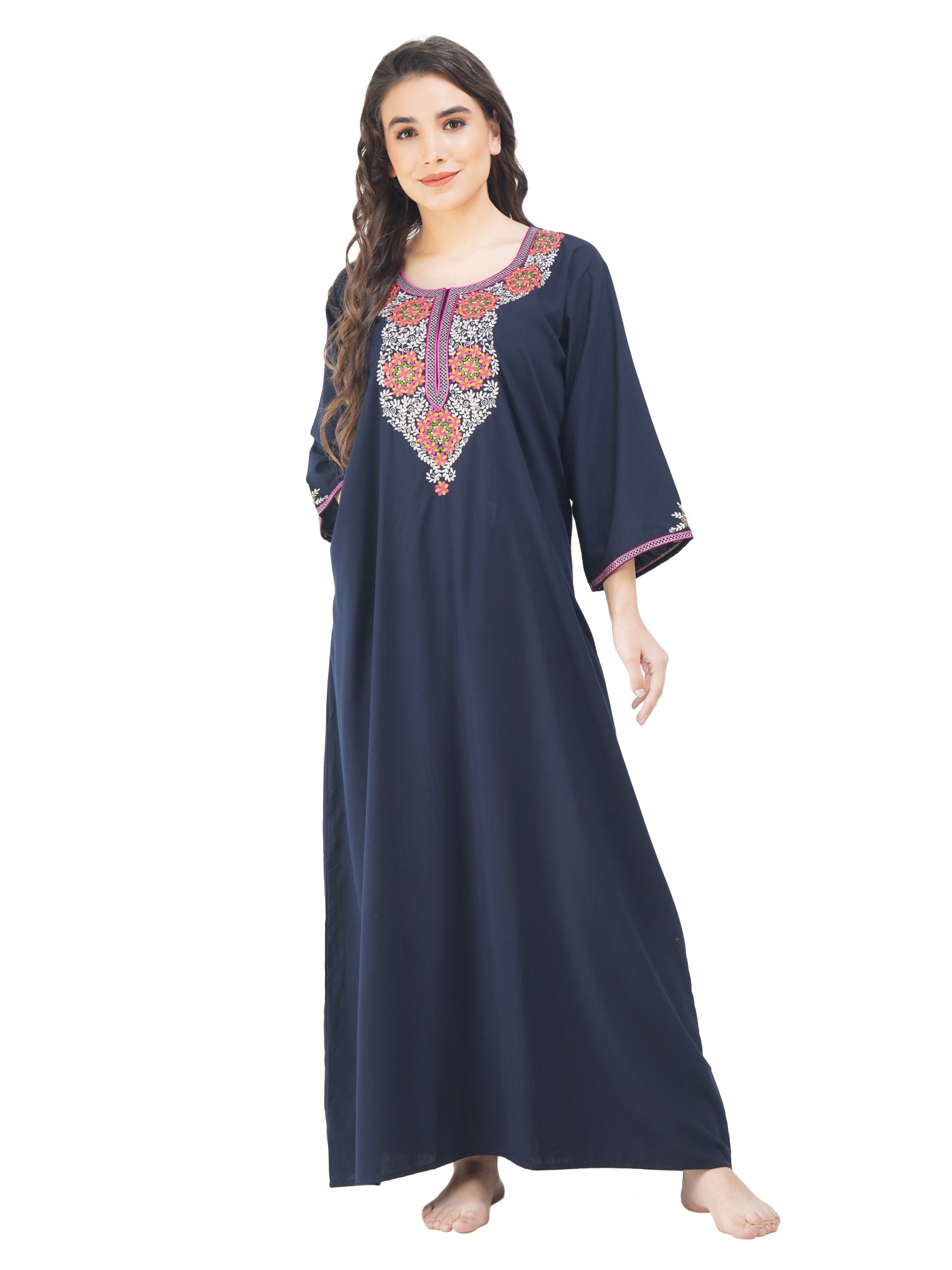Nine Flowers Embroidery Night Gown