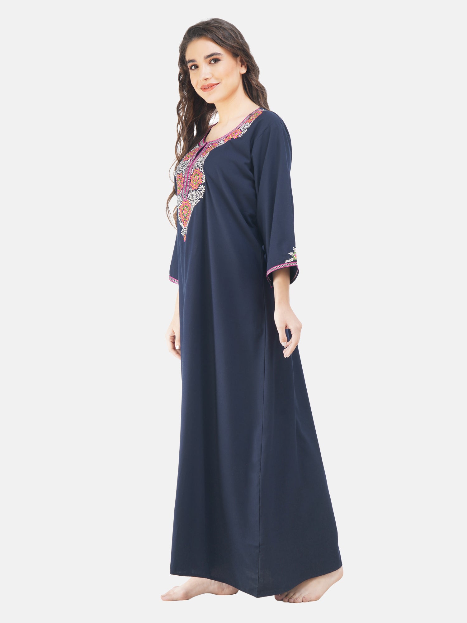 Nine Flowers Embroidery Night Gown