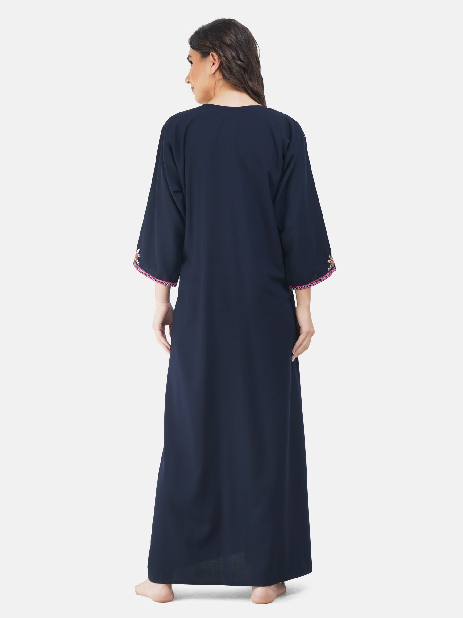 Nine Flowers Embroidery Night Gown