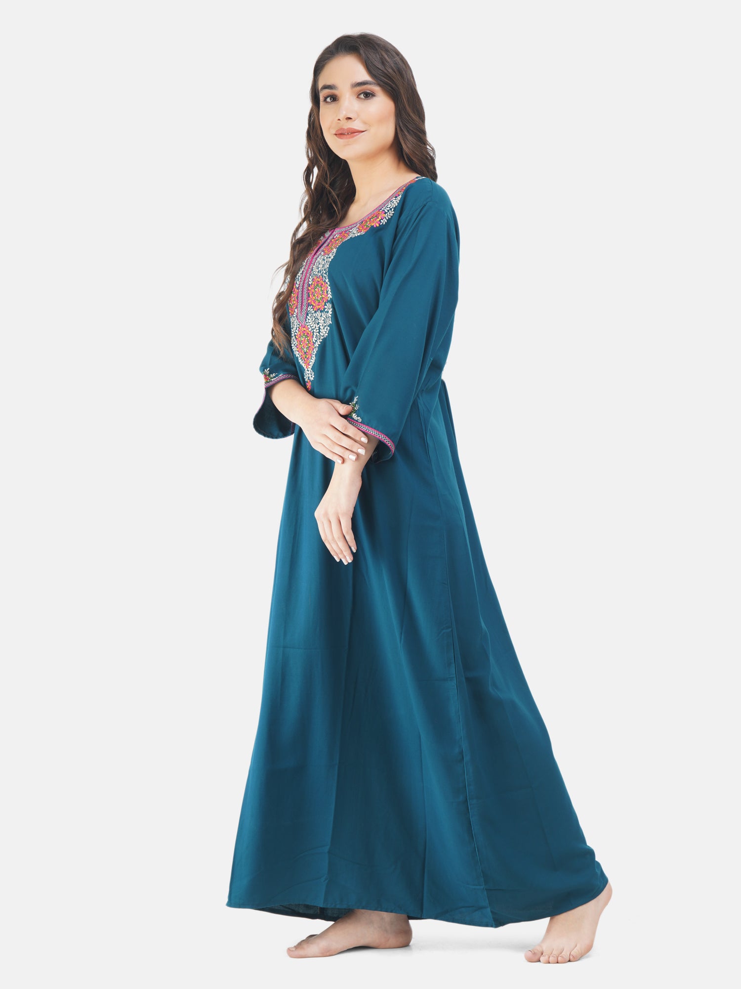 Nine Flowers Embroidery Night Gown