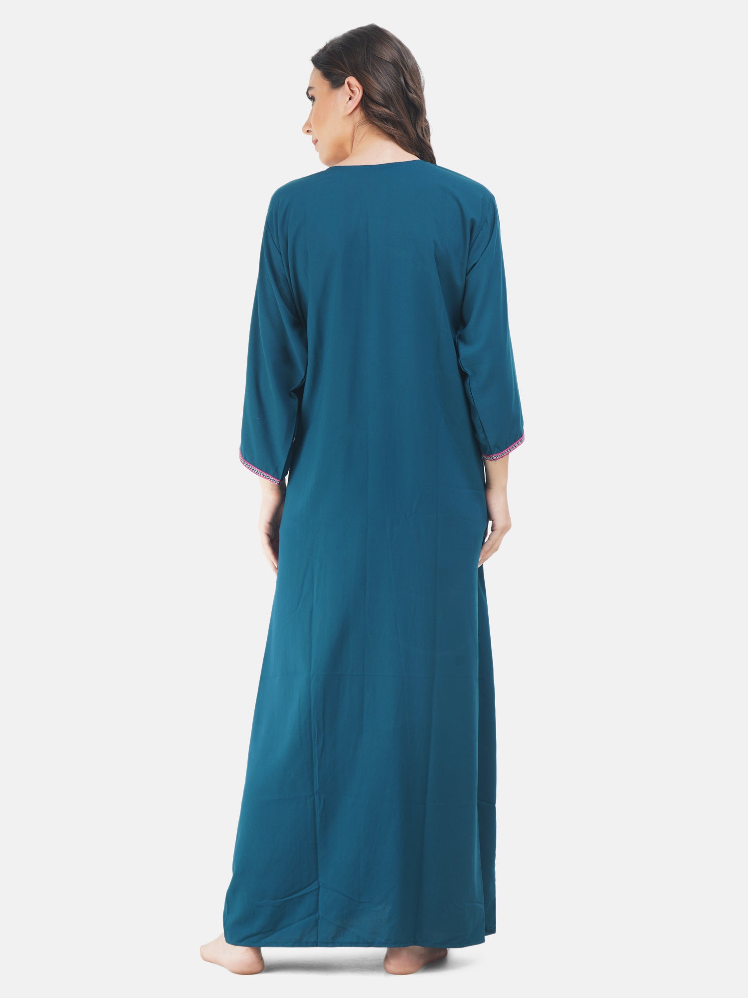 Nine Flowers Embroidery Night Gown