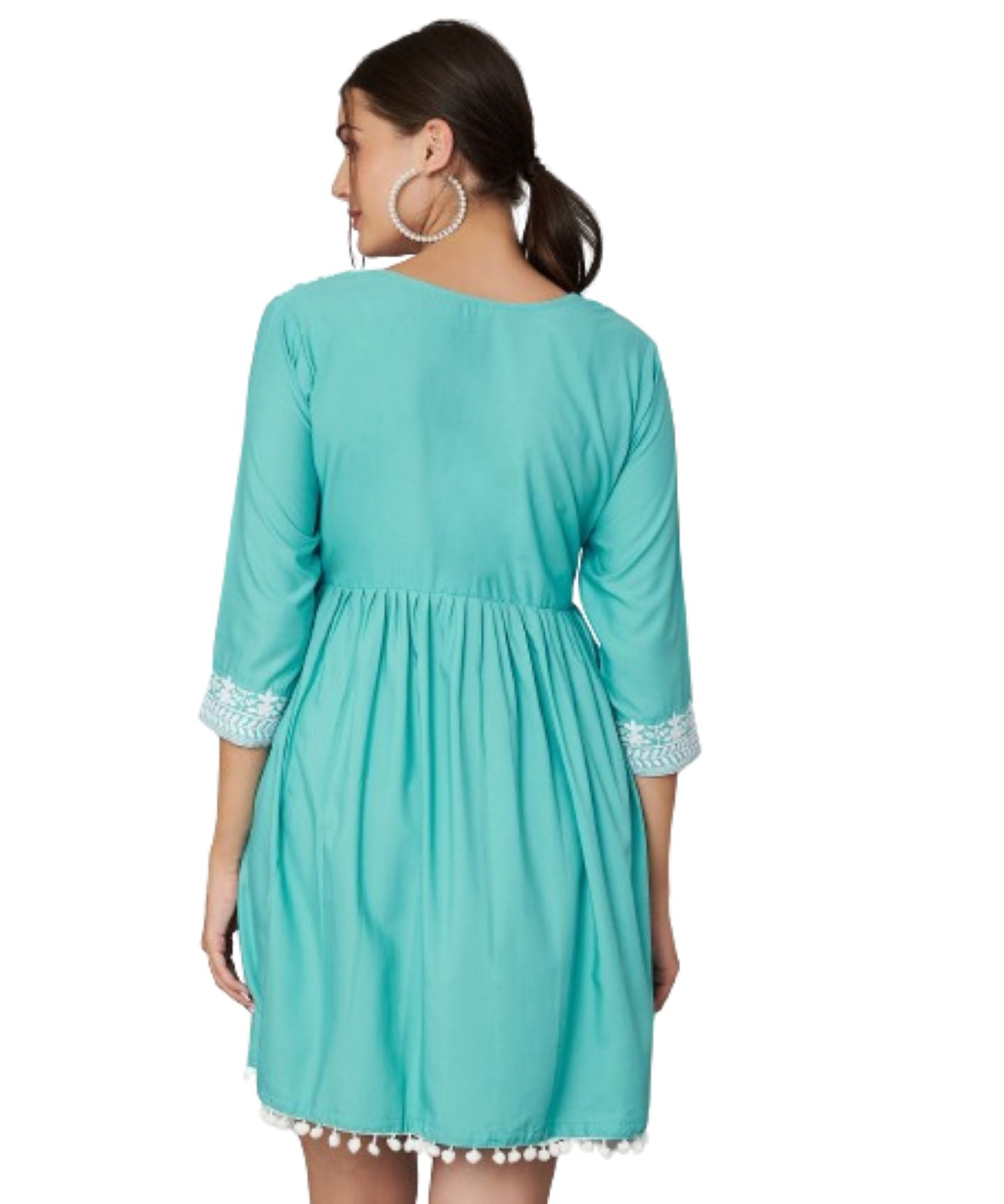 KOI SLEEPWEAR Beautiful Short Embroidered Dress SKYBLUE