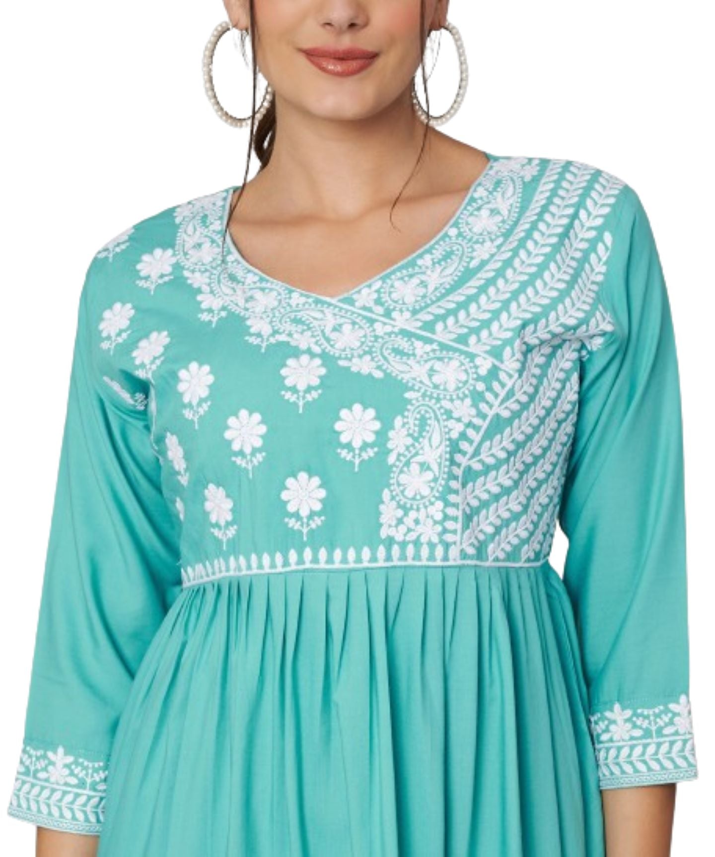 KOI SLEEPWEAR Beautiful Short Embroidered Dress SKYBLUE