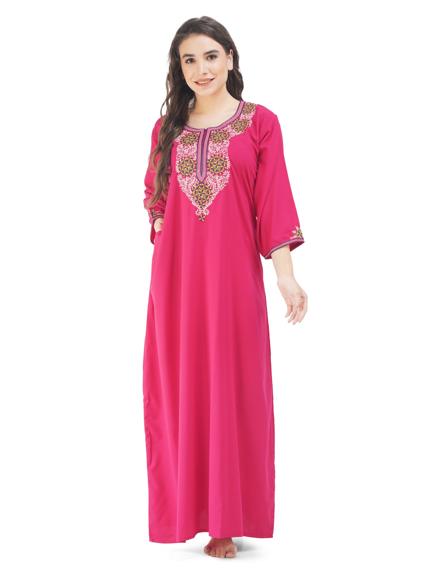 Nine Flowers Embroidery Night Gown
