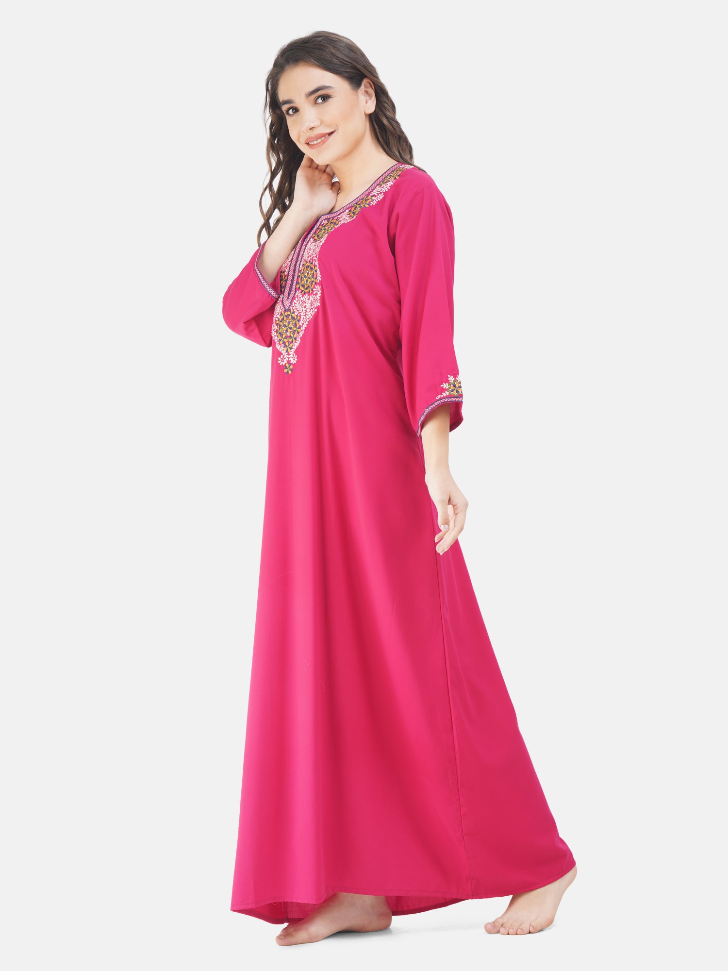 Nine Flowers Embroidery Night Gown