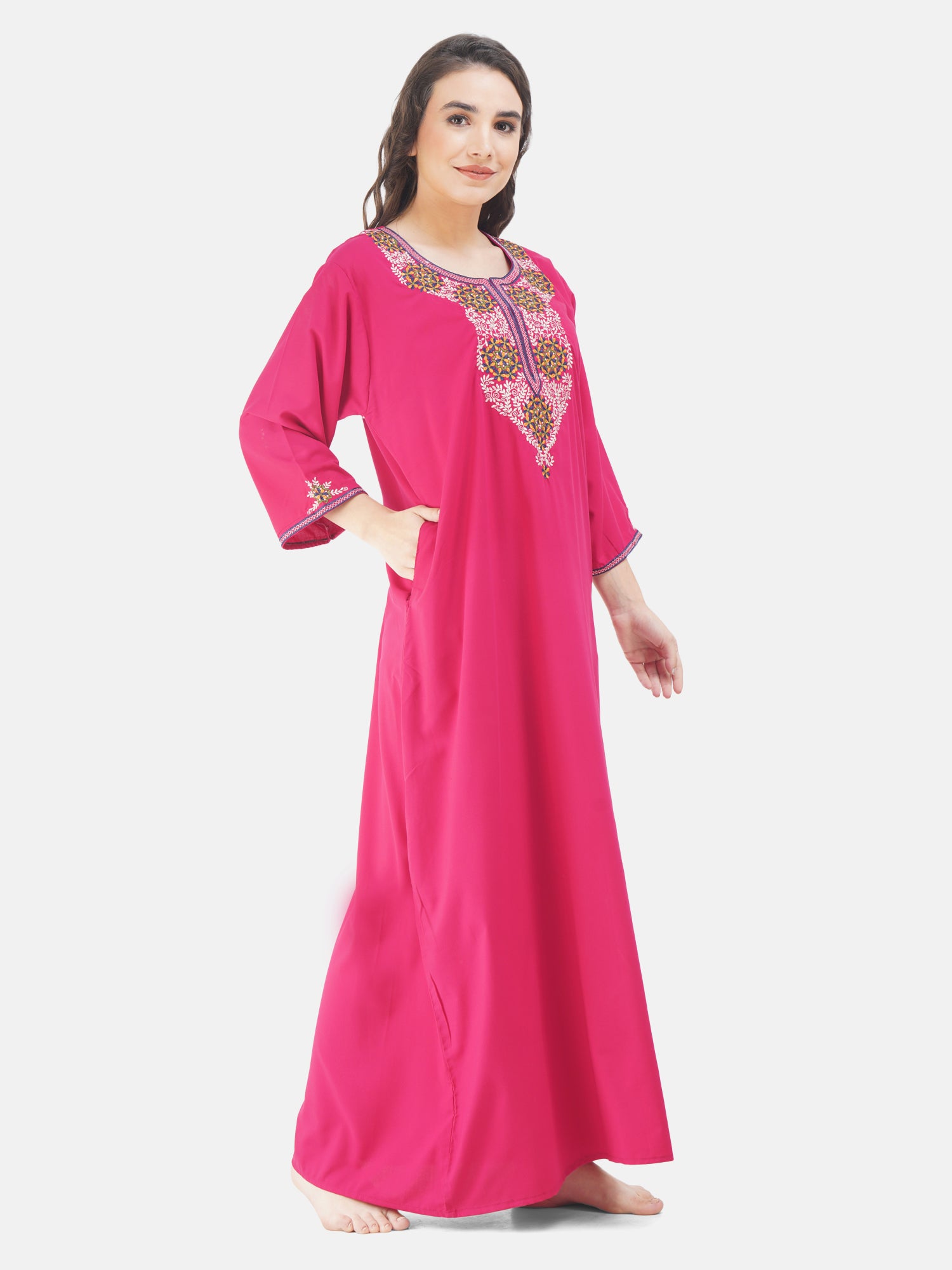 Nine Flowers Embroidery Night Gown