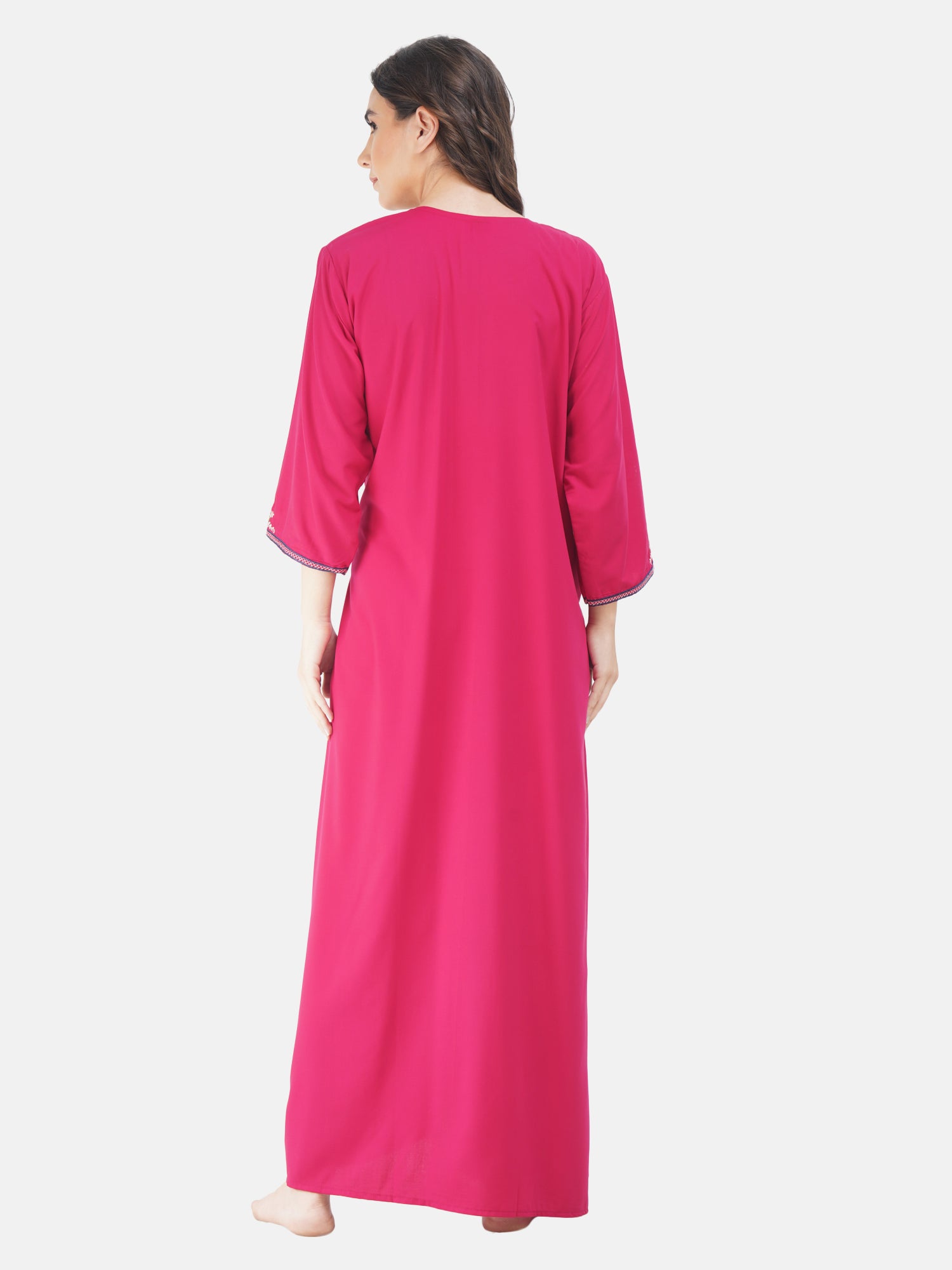 Nine Flowers Embroidery Night Gown