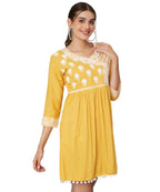 KOI SLEEPWEAR Beautiful Short Embroidered Dress YELLOW