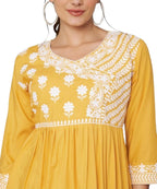 KOI SLEEPWEAR Beautiful Short Embroidered Dress YELLOW