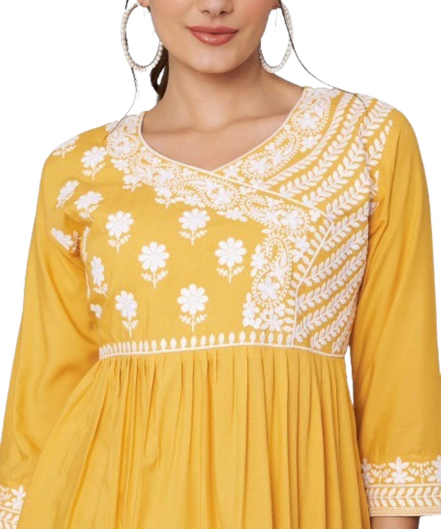 KOI SLEEPWEAR Beautiful Short Embroidered Dress YELLOW