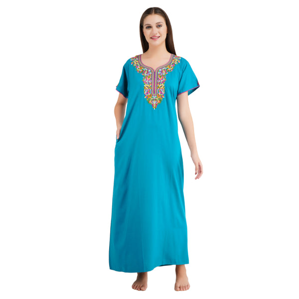 Multi colour Embroidery Nightgown