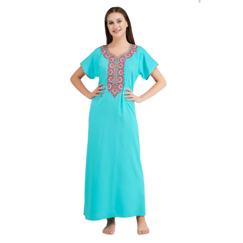 embroidery  nighty with Pockets