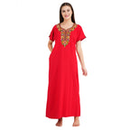 Colourful Embroidery nighty with Pockets