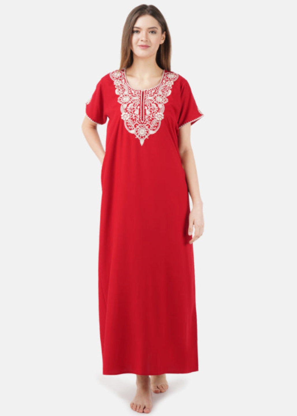 Cream  Embroidered Nightgown Main image