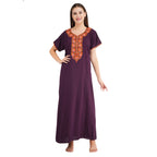 Multi Color Embroidery nighty with Pockets
