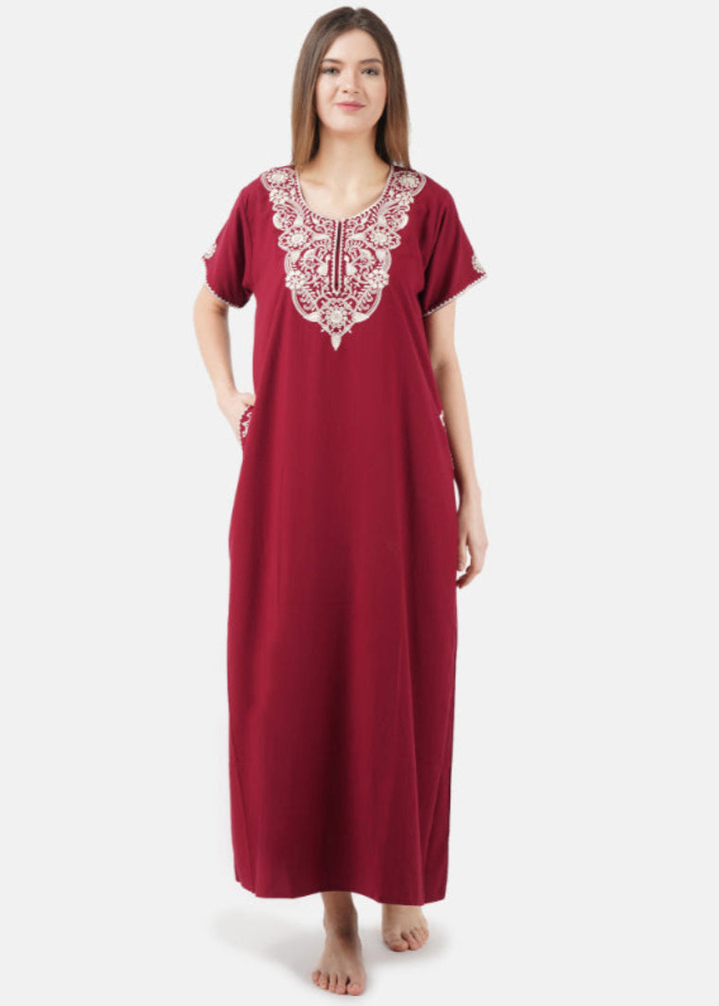 Cream  Embroidered Nightgown Main image