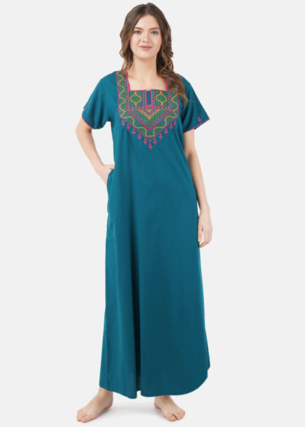 Multi Coloured Embroidered Nightgown Main image