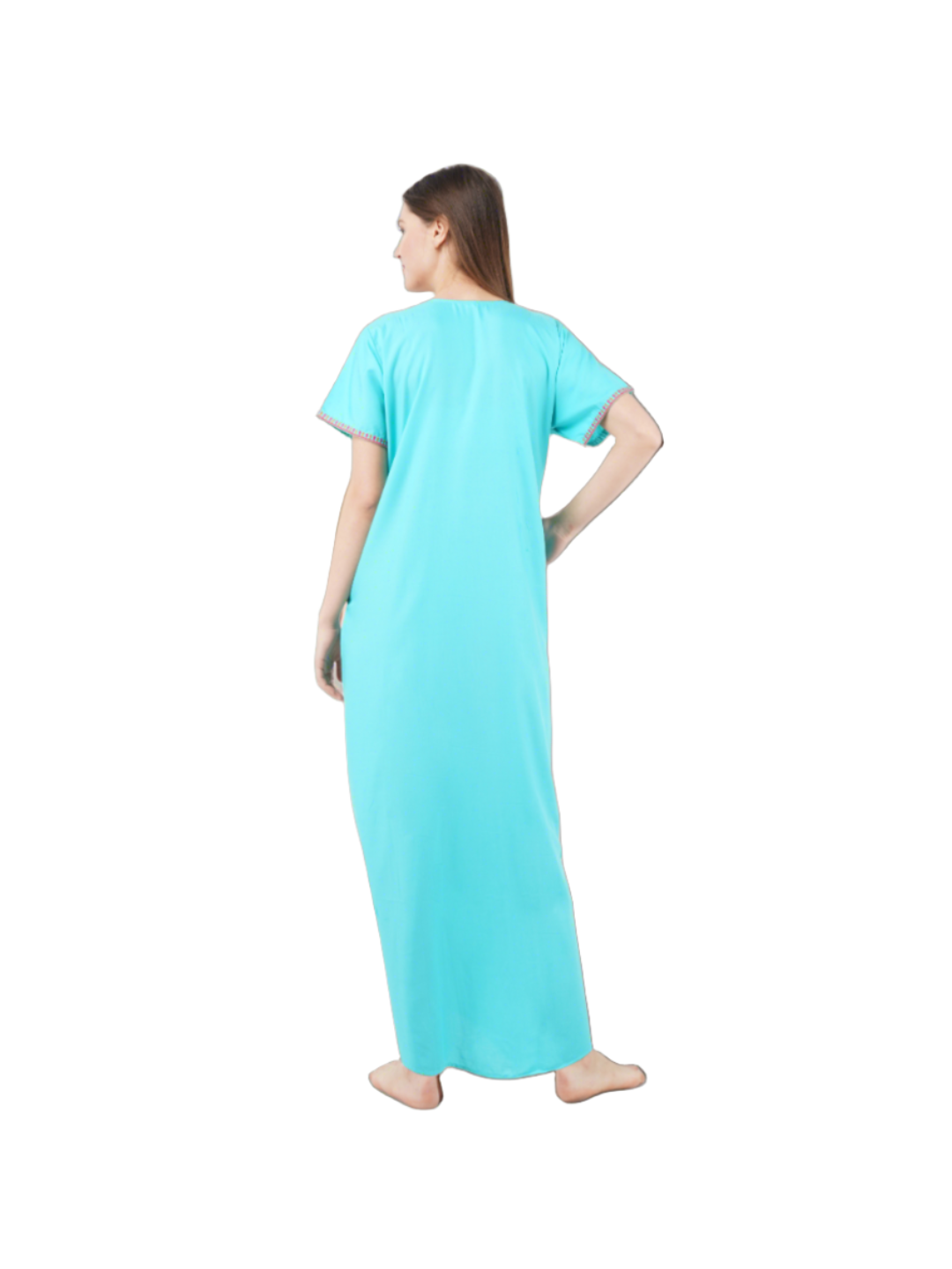V-shaped Embroidery Night Gown