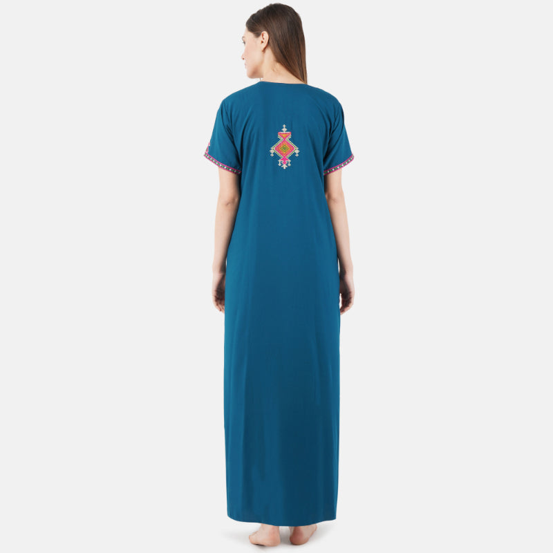 Multi Coloured Embroidered Nightgown Secondary image