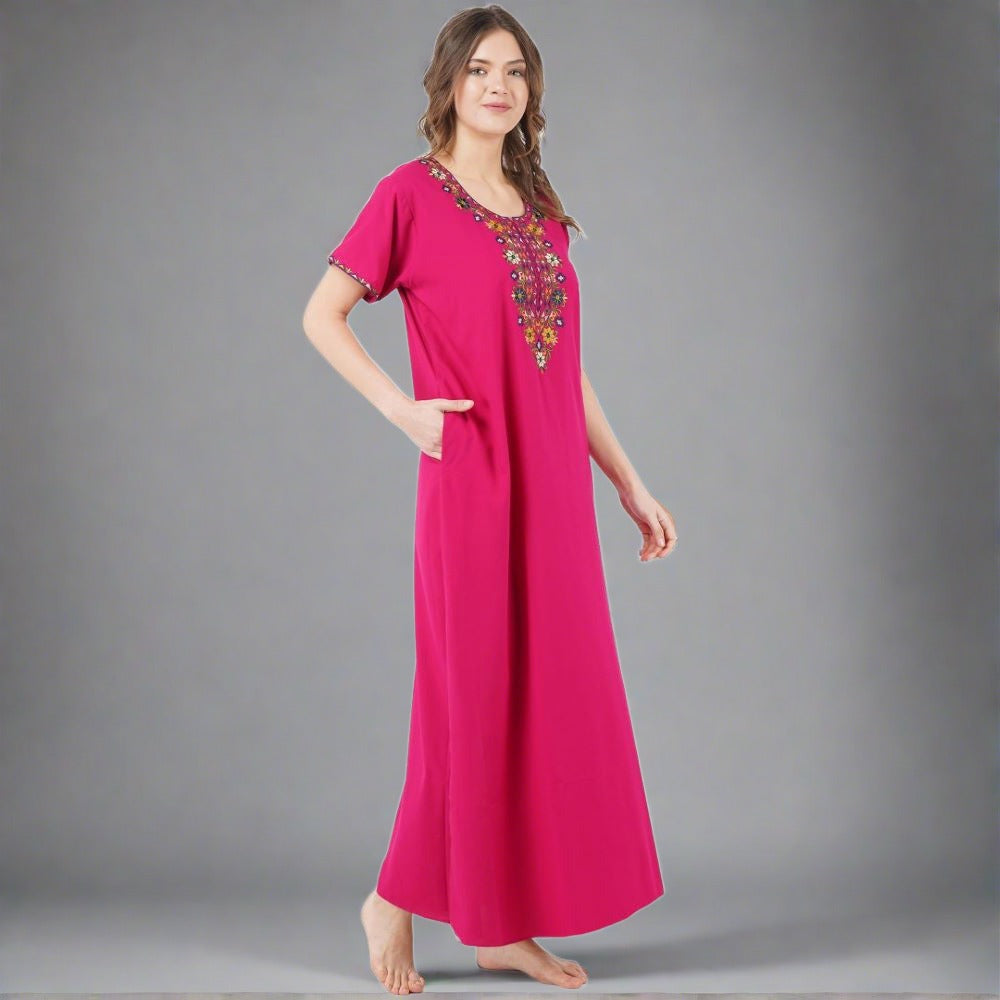 Multifloral Embroidery Night Gown