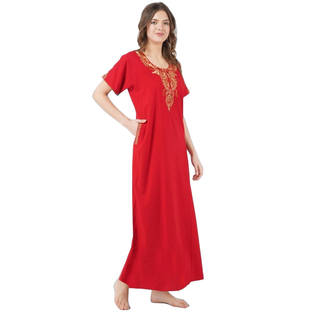 Buy Red Rose Cotton Night Dress - Pink at Rs.522 online | Nightwear online
