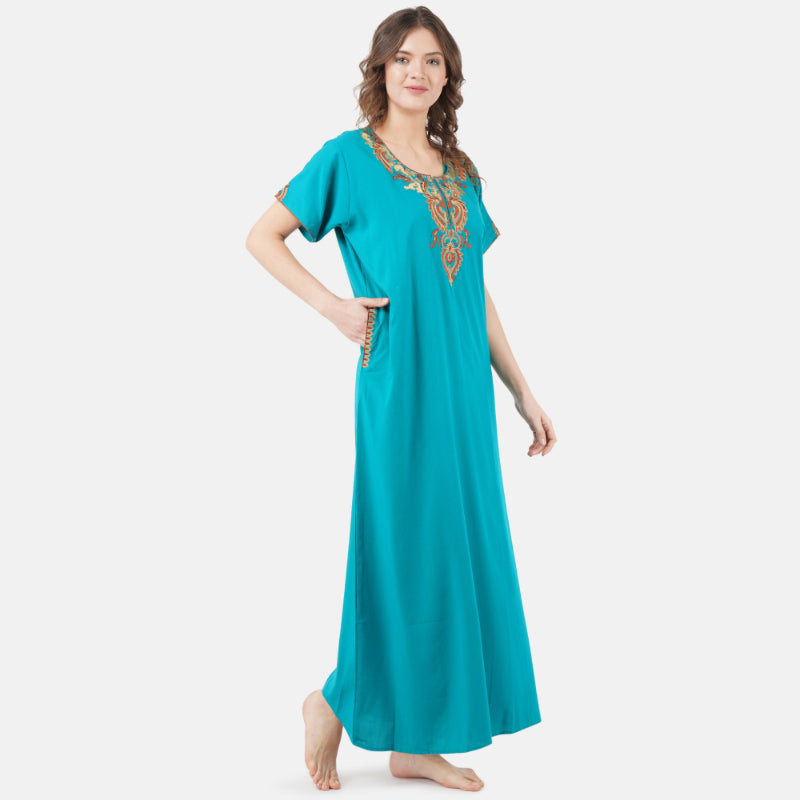 Cream Embroidered Nightgown