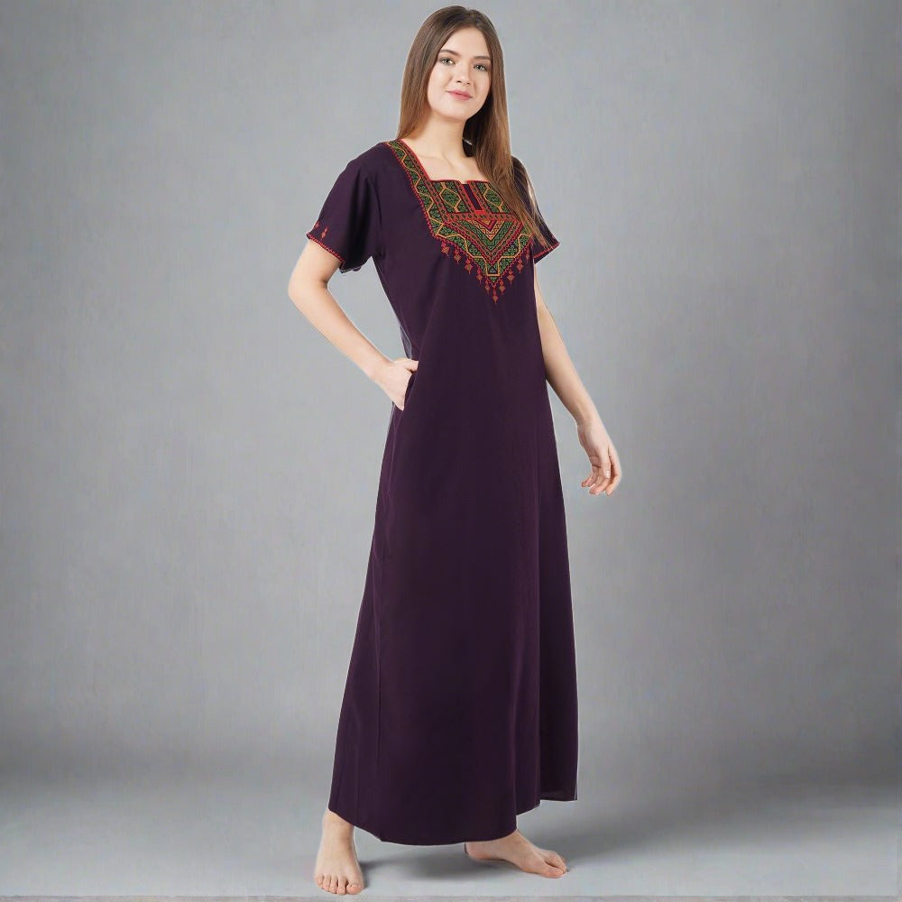 Resham Embroidery Night Gown
