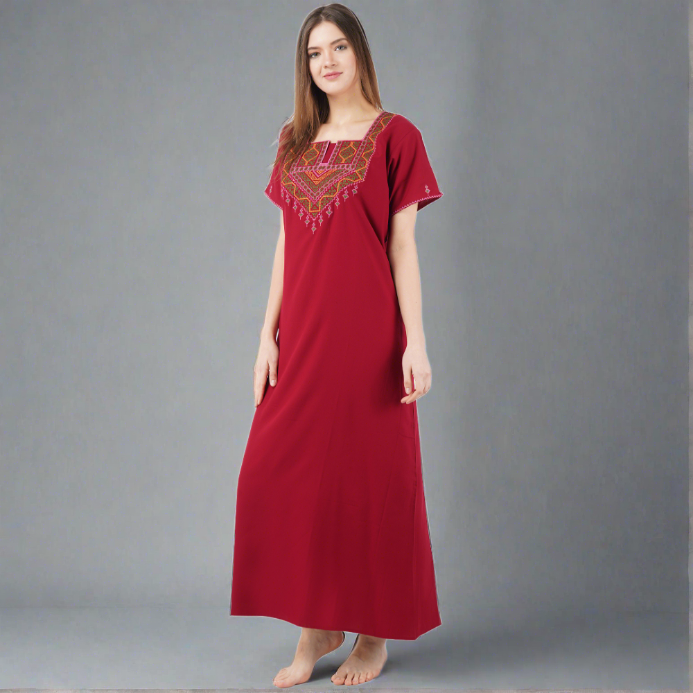Resham Embroidery Night Gown