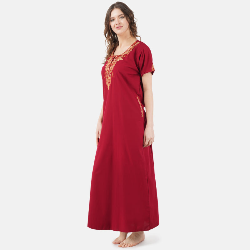 Cream Embroidered Nightgown