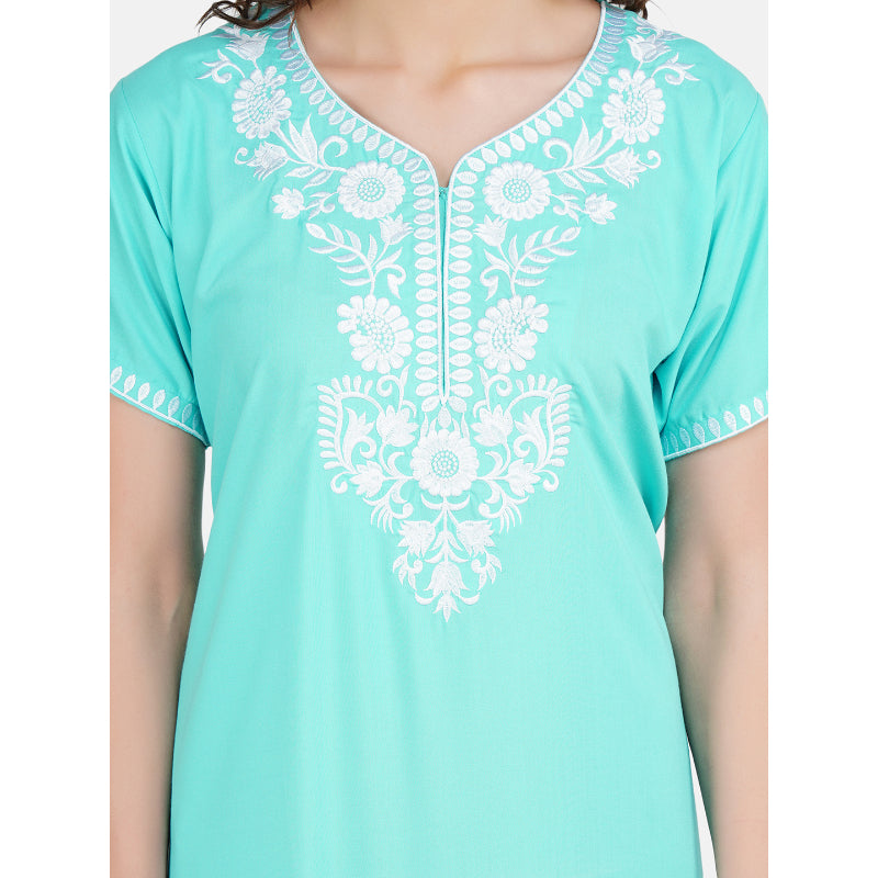 Nightgown with White Embroidery