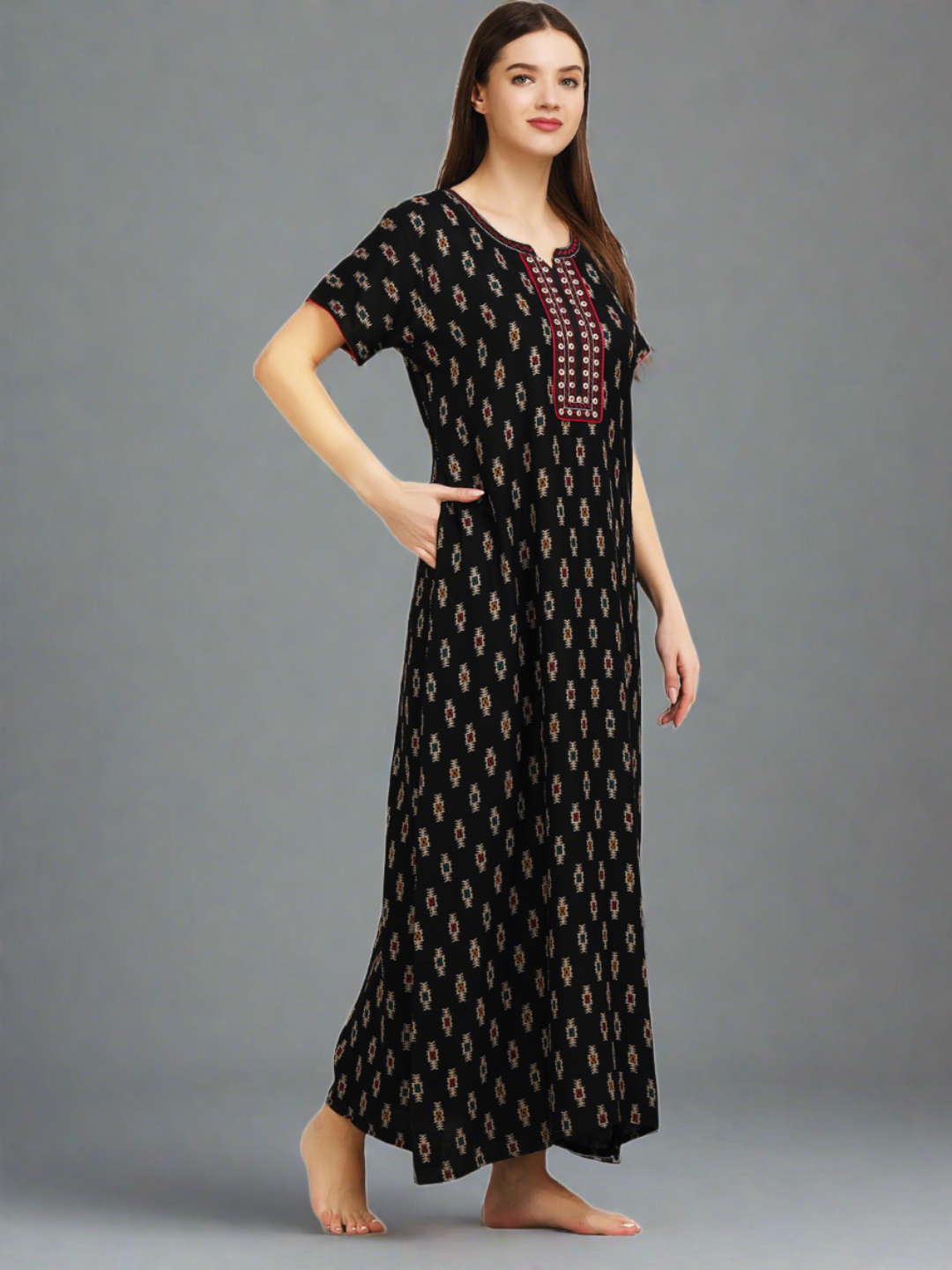 Alpine Floral Embroidery Nightgown