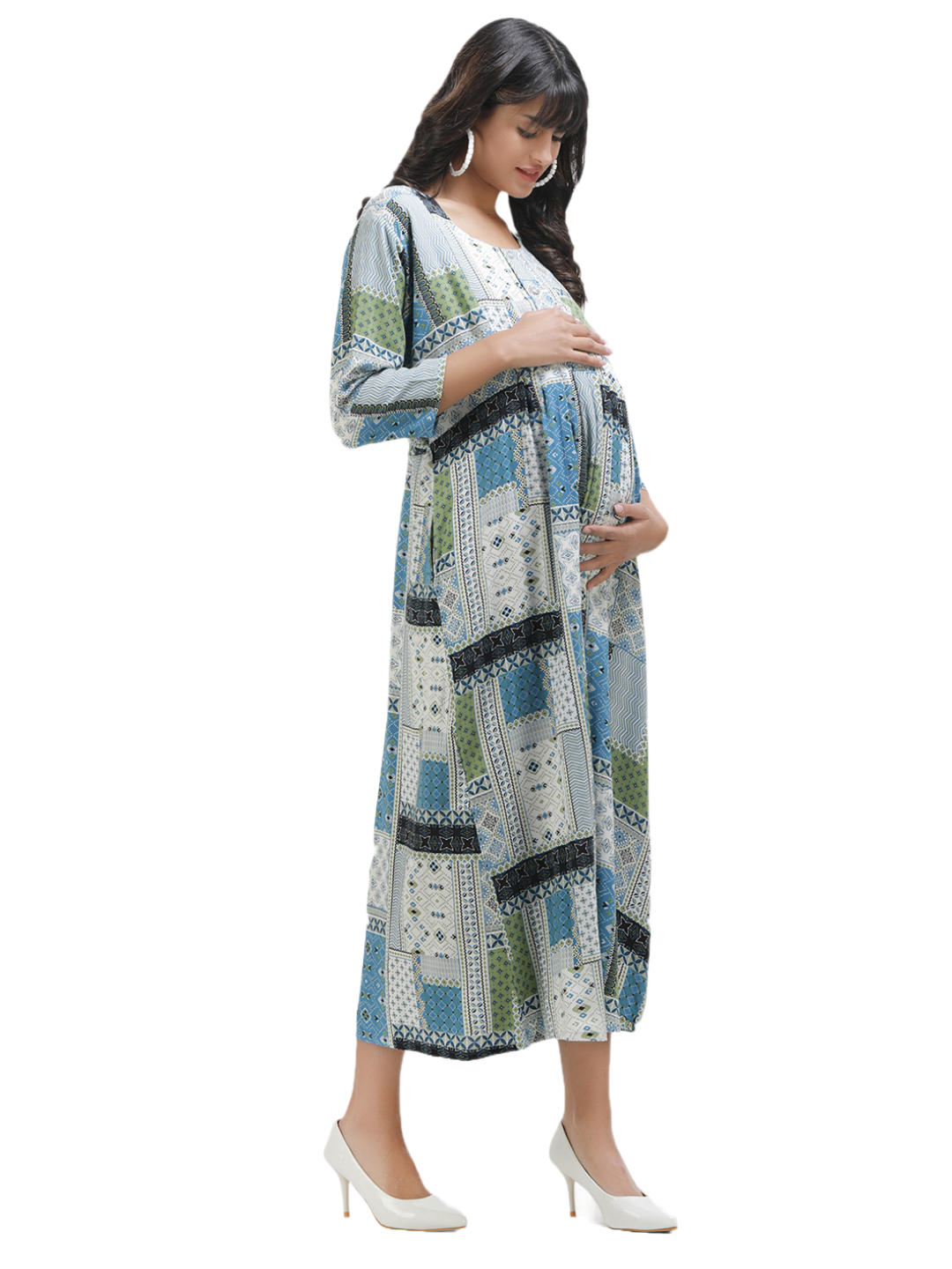 Maternity Dress with Square print