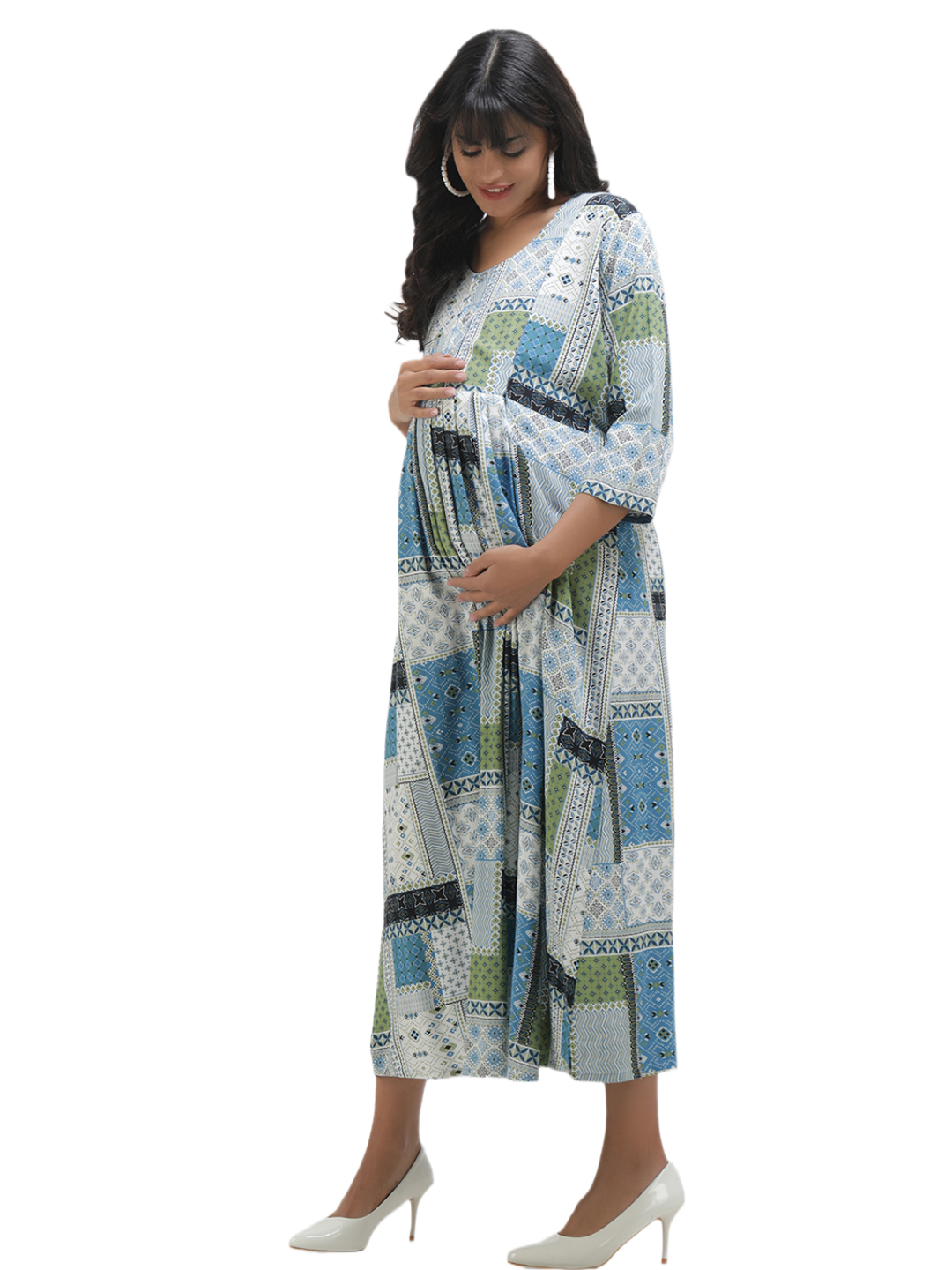 Maternity Dress with Square print
