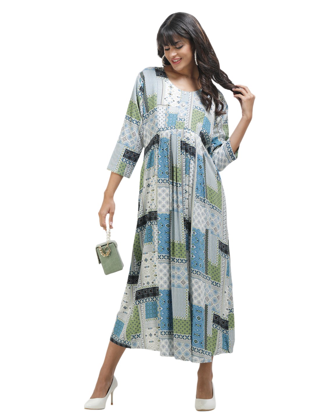 Maternity Dress with Square print