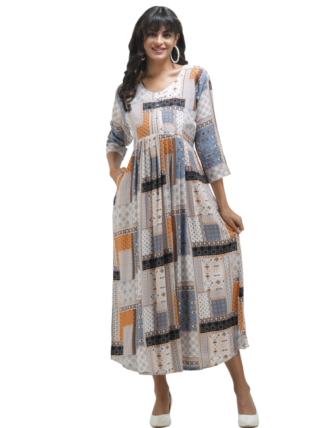 Maternity Dress with Square print Main image