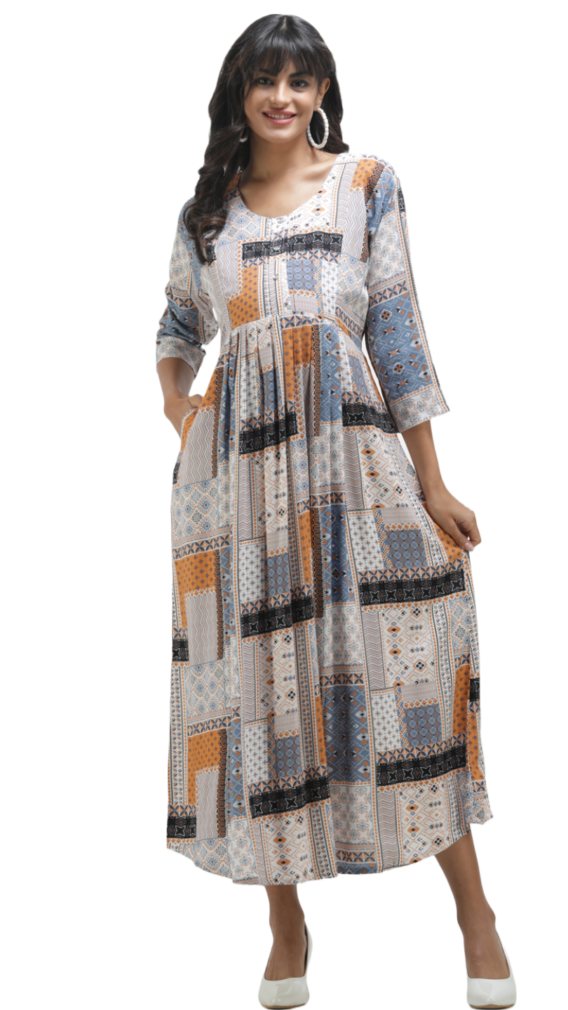 Maternity Dress with Square print Main image