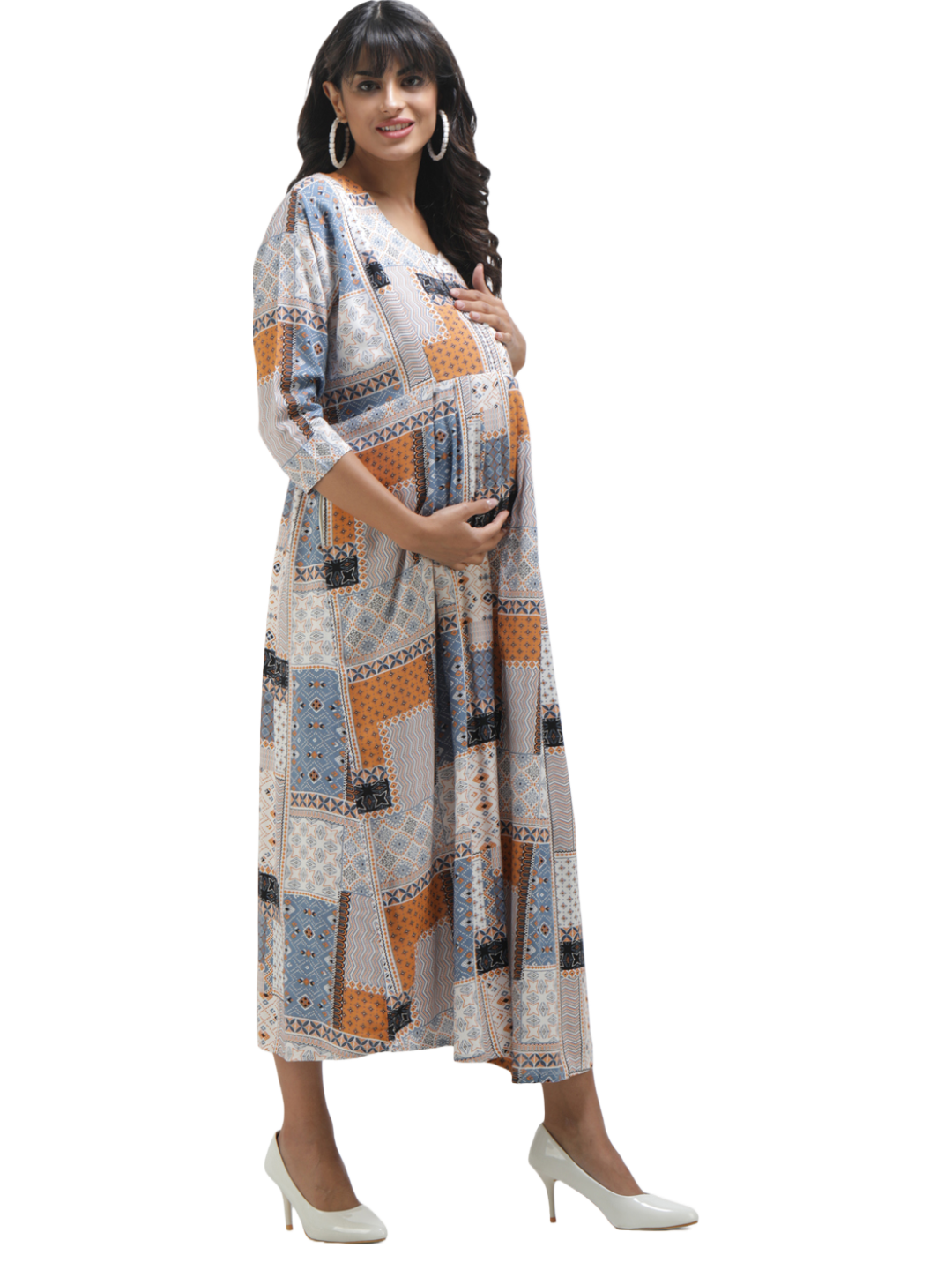 Maternity Dress with Square print