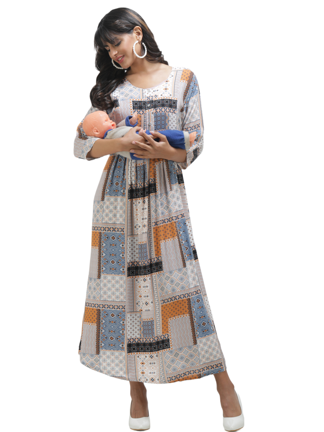 Maternity Dress with Square print
