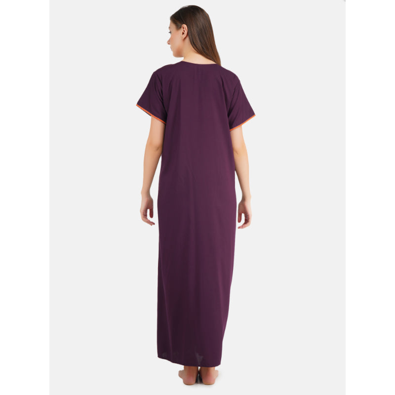 Multi Color Embroidery nighty with Pockets Secondary image