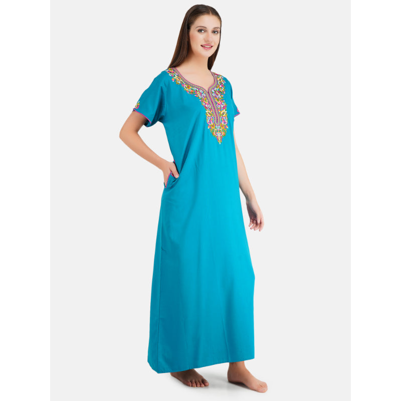 Multi colour Embroidery Nightgown