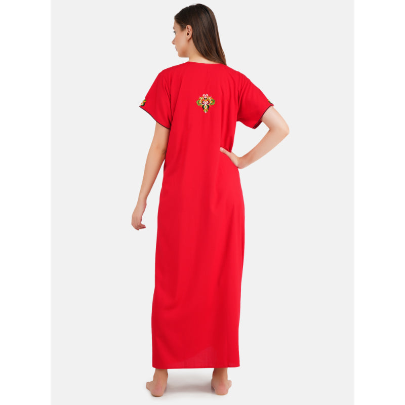 Colourful Embroidery nighty with Pockets