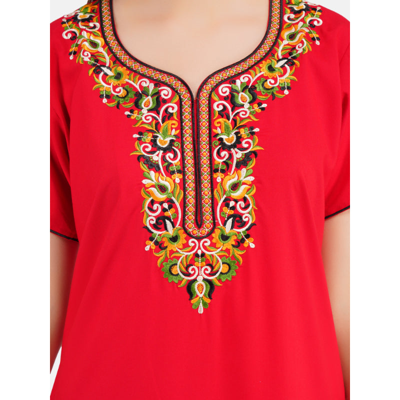 Colourful Embroidery nighty with Pockets